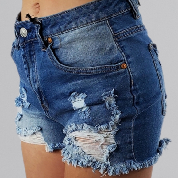 Mom Shorts. Distressed Mom Shorts Almost Famous multiple sizes stretchy. - Picture 1 of 9
